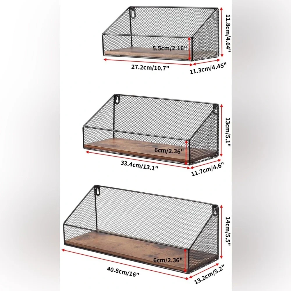 Wall-Mounted Mesh Bathroom Shelf Set - Black